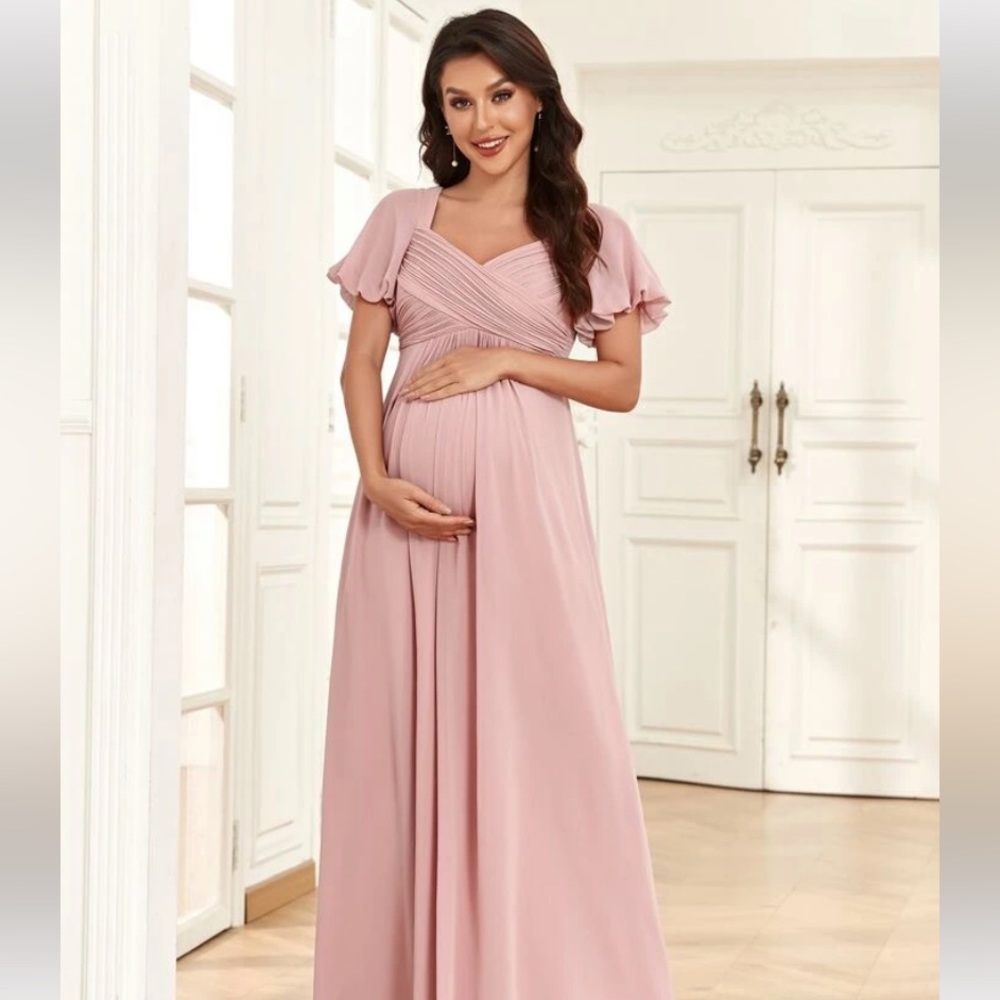 Ever-Pretty maternity formal dress - Chiffon - Dusty Pink - S - Like new